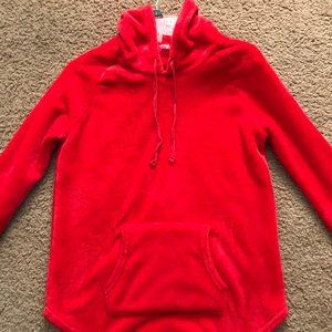 Red hooded sweatshirt